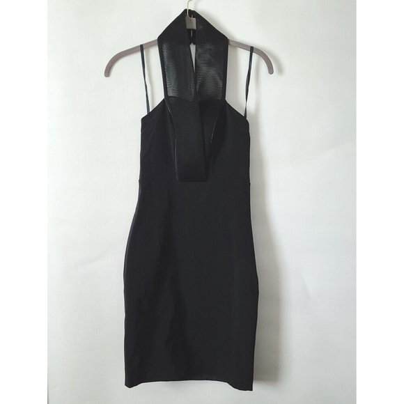 Kora Rae Fitted Halter Dress Size XS Black Mini Side Zip Mesh Halter LBD EUC - Picture 1 of 10